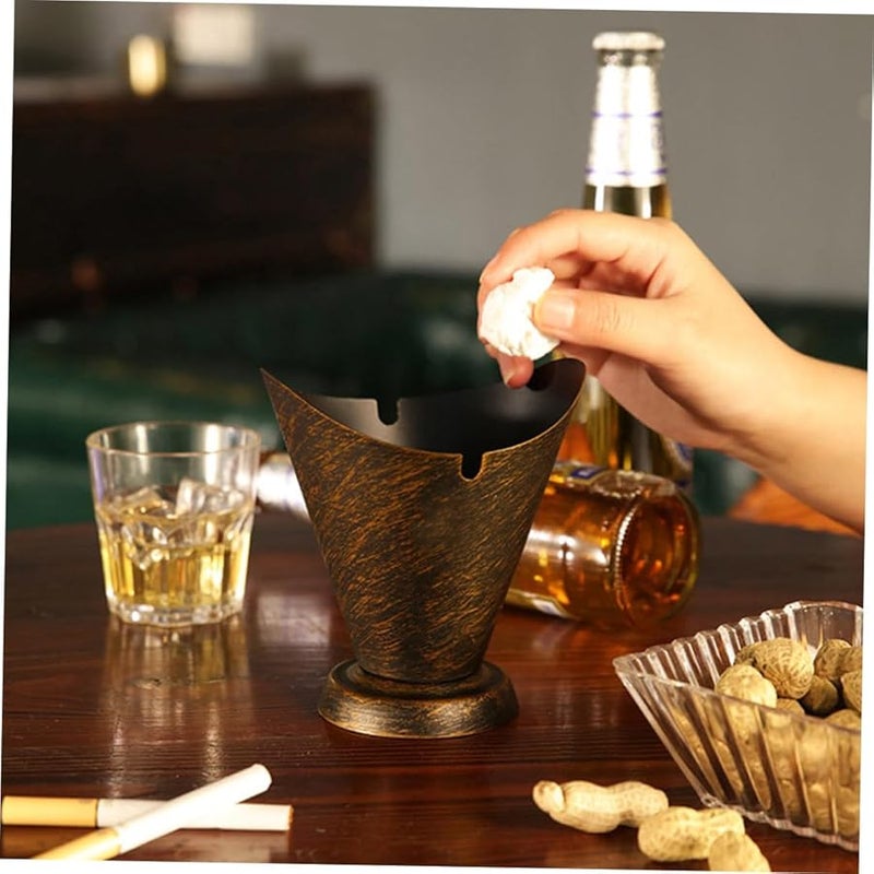 منفضة سجائر حديدية رجعية حاوية رماد محمولة ديكور منزلي كلاسيكي غرفة المعيشة المكتب - Image 3